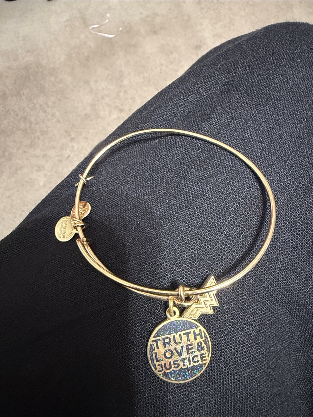 Alex and Ani Gold-Tone 'Truth Love & Justice' Sparkle Charm Bangle